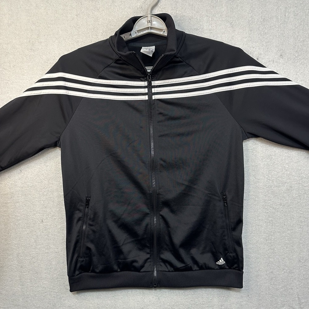 Adidas Men's Large Jacket 3-stripes Black Lightweight‎ Full Zip Athletic wear